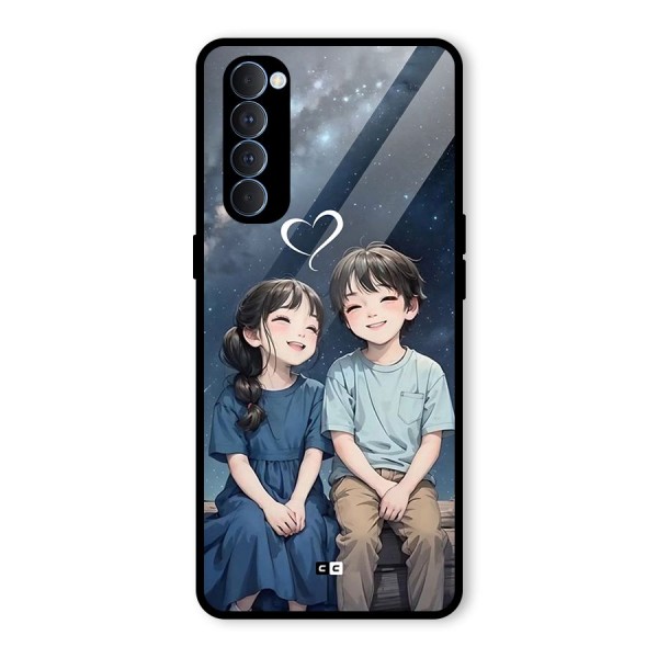 Cute Anime Teens Glass Back Case for Oppo Reno4 Pro