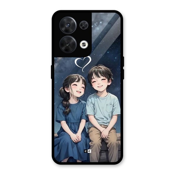 Cute Anime Teens Glass Back Case for Oppo Reno8 5G