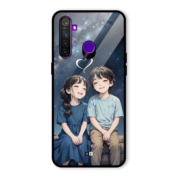 Cute Anime Teens Glass Back Case for Realme 5 Pro