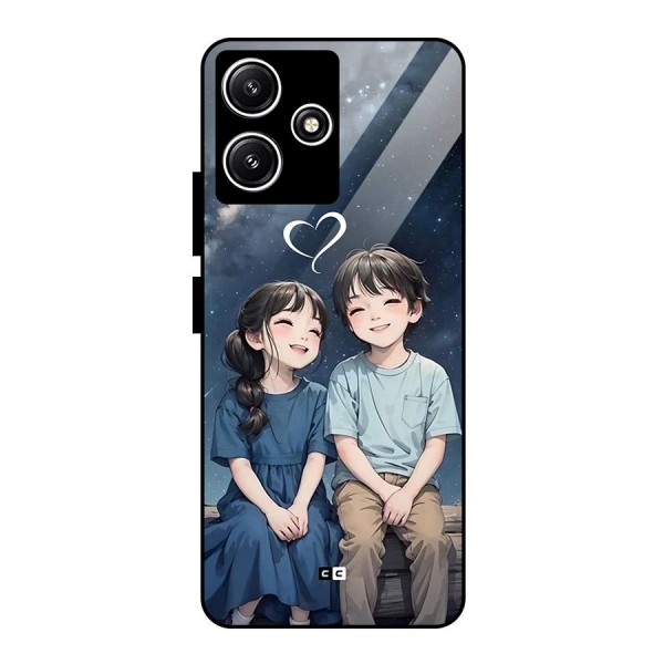 Cute Anime Teens Glass Back Case for Redmi 12 5G