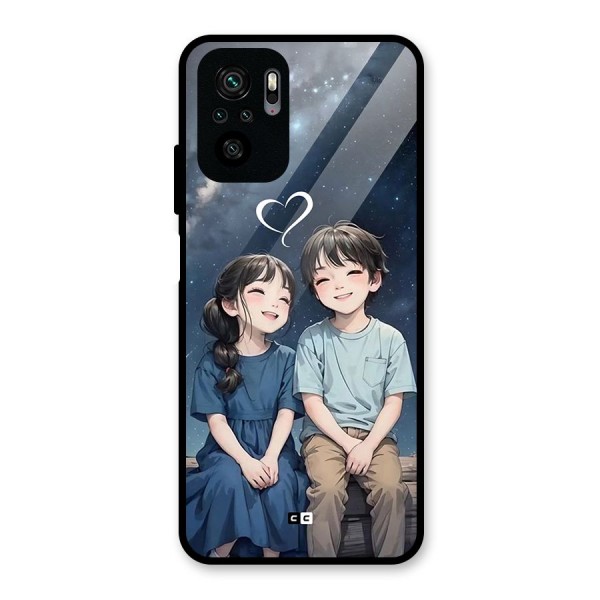 Cute Anime Teens Glass Back Case for Redmi Note 10