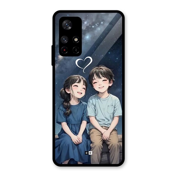 Cute Anime Teens Glass Back Case for Redmi Note 11T 5G