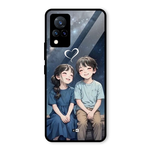 Cute Anime Teens Glass Back Case for Vivo V21 5G