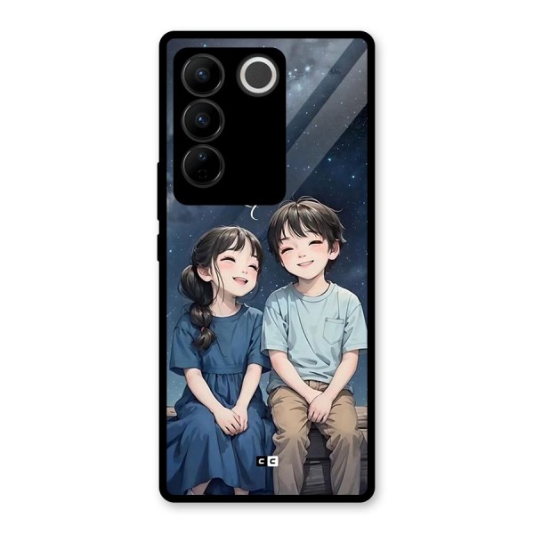 Cute Anime Teens Glass Back Case for Vivo V27 Pro