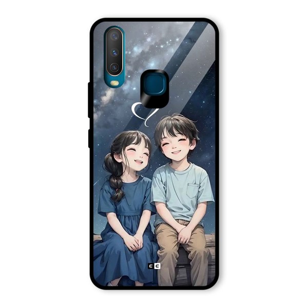 Cute Anime Teens Glass Back Case for Vivo Y12