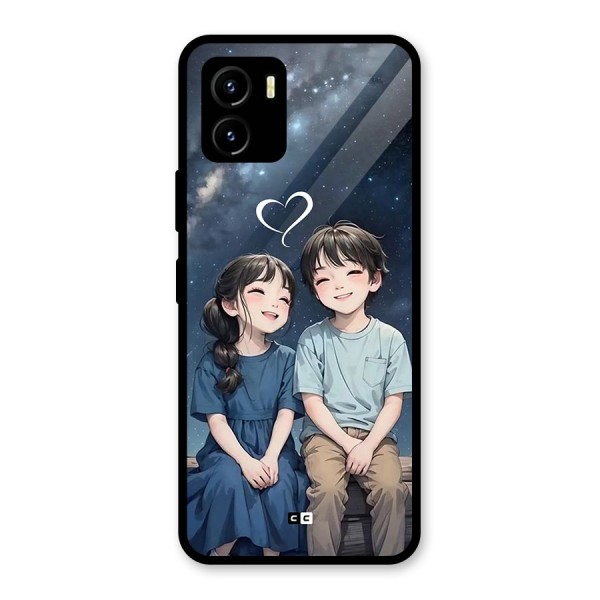 Cute Anime Teens Glass Back Case for Vivo Y15s