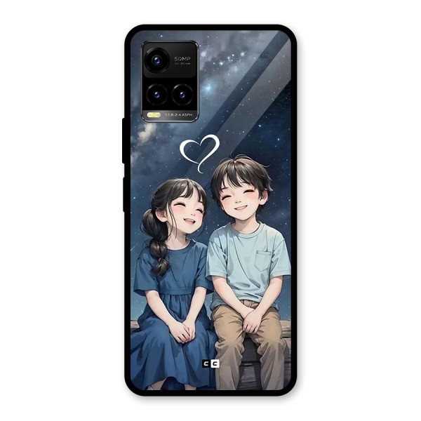 Cute Anime Teens Glass Back Case for Vivo Y21A