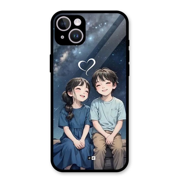 Cute Anime Teens Glass Back Case for iPhone 14 Plus