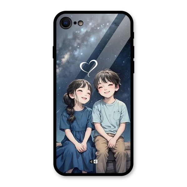 Cute Anime Teens Glass Back Case for iPhone 8