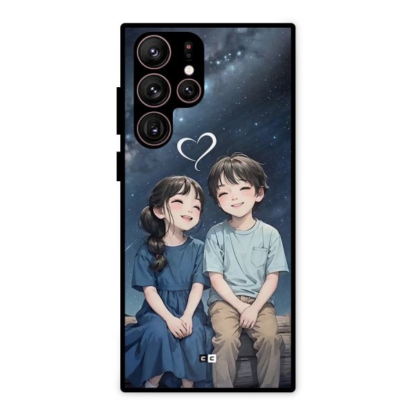 Cute Anime Teens Metal Back Case for Galaxy S22 Ultra 5G