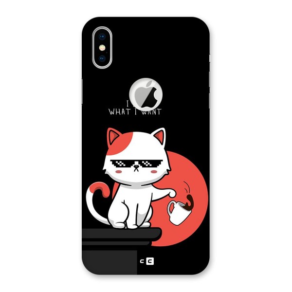 Cute Attitude Cat Back Case for iPhone XS Logo Cut