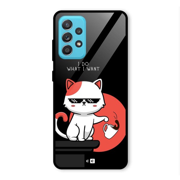 Cute Attitude Cat Glass Back Case for Galaxy A52s 5G