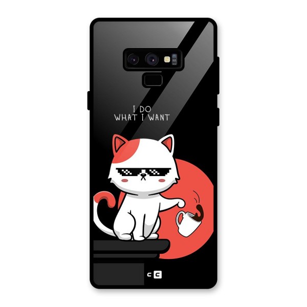 Cute Attitude Cat Glass Back Case for Galaxy Note 9