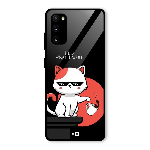 Cute Attitude Cat Glass Back Case for Galaxy S20 FE