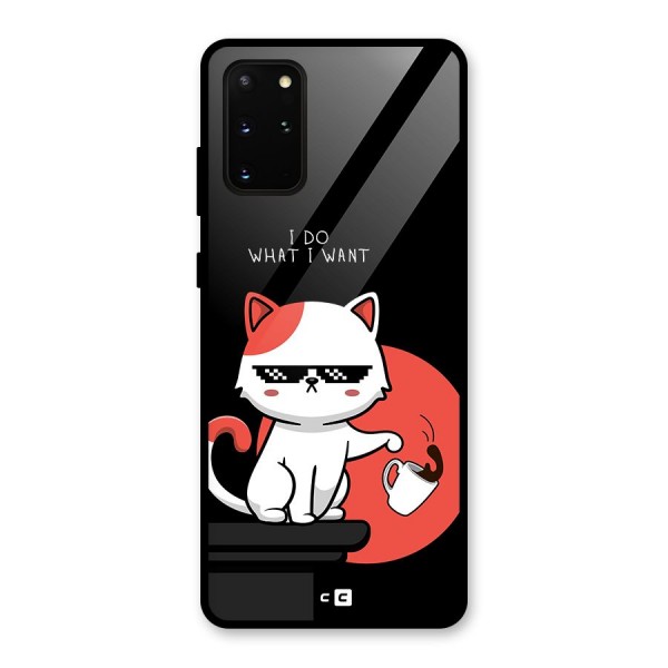 Cute Attitude Cat Glass Back Case for Galaxy S20 Plus