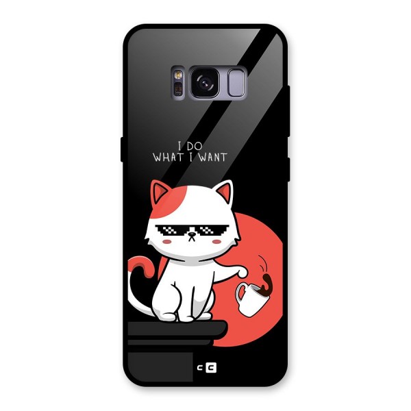 Cute Attitude Cat Glass Back Case for Galaxy S8