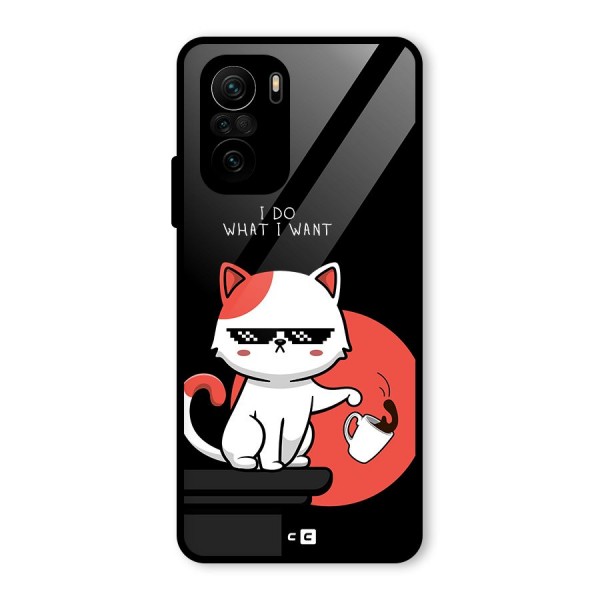 Cute Attitude Cat Glass Back Case for Mi 11x