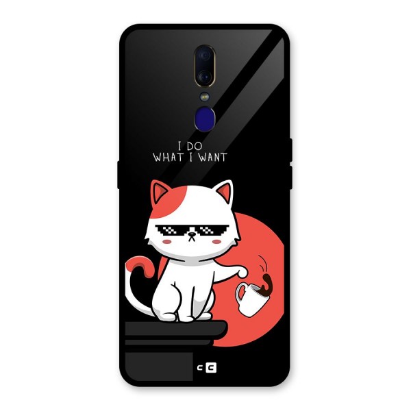 Cute Attitude Cat Glass Back Case for Oppo F11