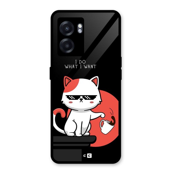 Cute Attitude Cat Glass Back Case for Oppo K10 (5G)