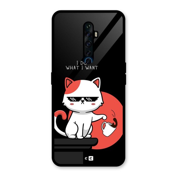 Cute Attitude Cat Glass Back Case for Oppo Reno2 Z