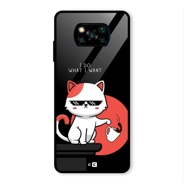 Cute Attitude Cat Glass Back Case for Poco X3 Pro