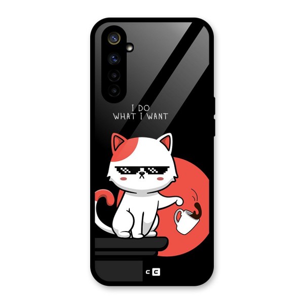 Cute Attitude Cat Glass Back Case for Realme 6