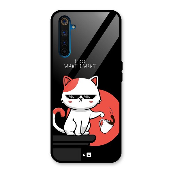 Cute Attitude Cat Glass Back Case for Realme 6 Pro