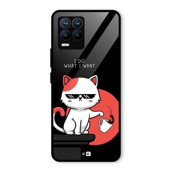 Cute Attitude Cat Glass Back Case for Realme 8