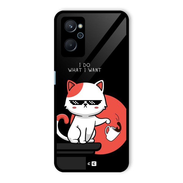 Cute Attitude Cat Glass Back Case for Realme 9i