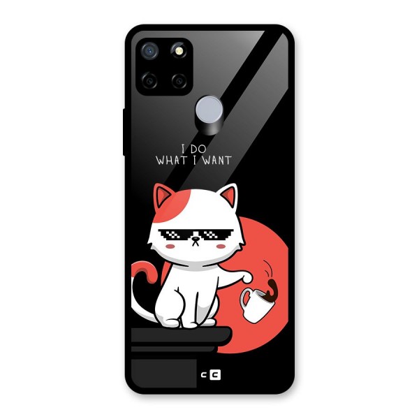 Cute Attitude Cat Glass Back Case for Realme C15