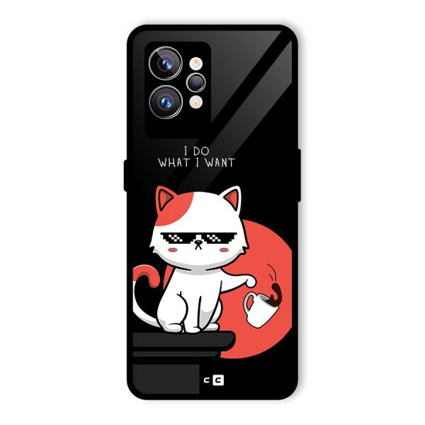 Cute Attitude Cat Glass Back Case for Realme GT2 Pro