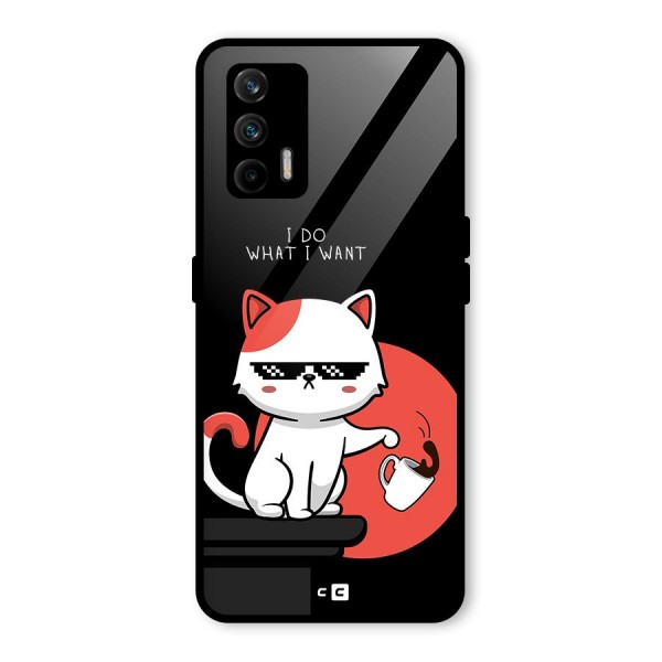 Cute Attitude Cat Glass Back Case for Realme X7 Max