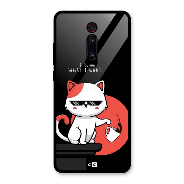 Cute Attitude Cat Glass Back Case for Redmi K20 Pro