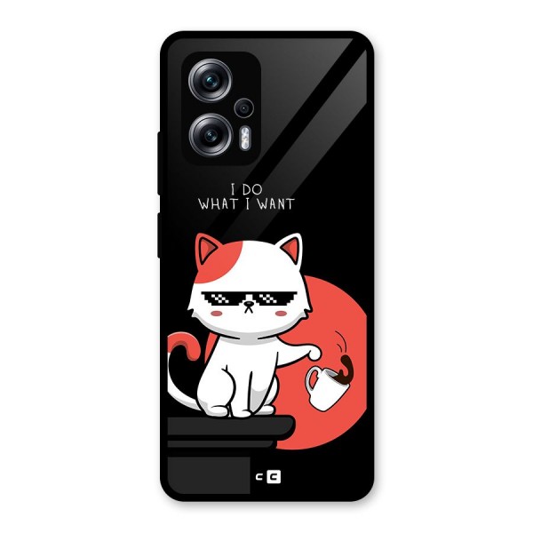 Cute Attitude Cat Glass Back Case for Redmi K50i