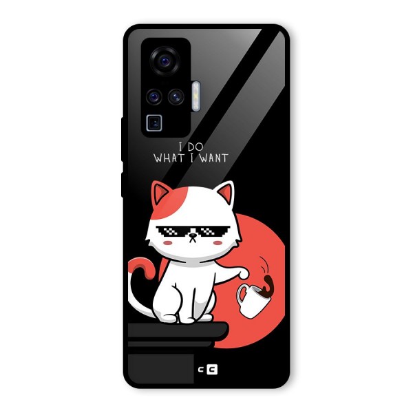 Cute Attitude Cat Glass Back Case for Vivo X50 Pro