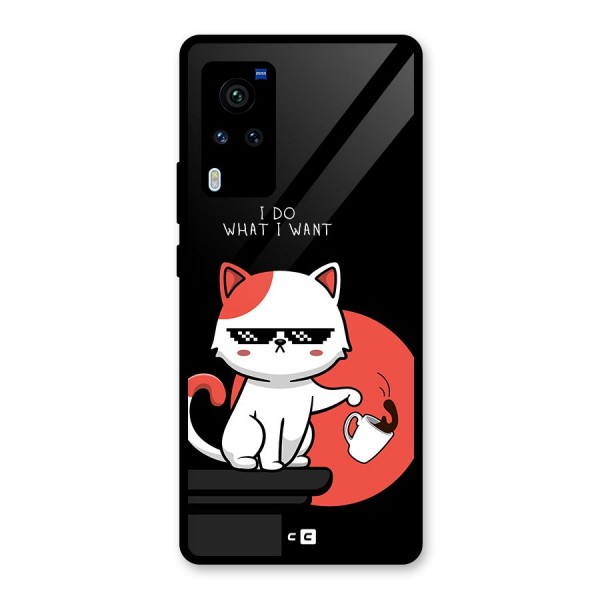 Cute Attitude Cat Glass Back Case for Vivo X60 Pro