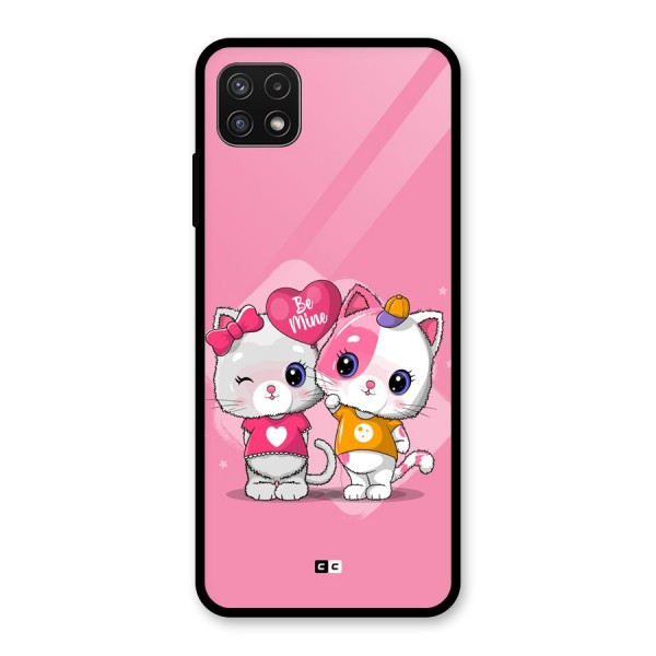 Cute Be Mine Glass Back Case for Galaxy A22 5G