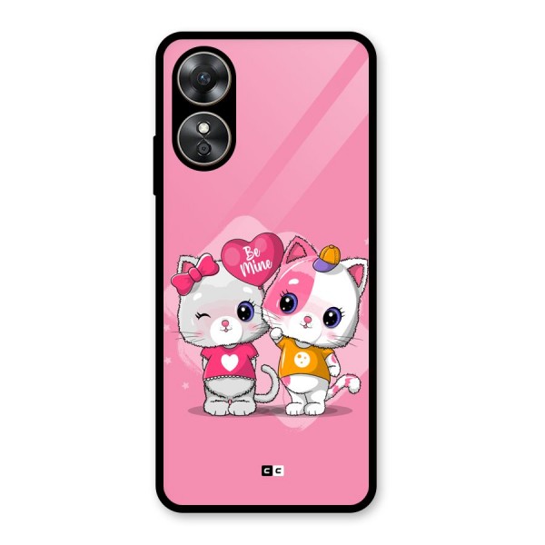 Cute Be Mine Glass Back Case for Oppo A17