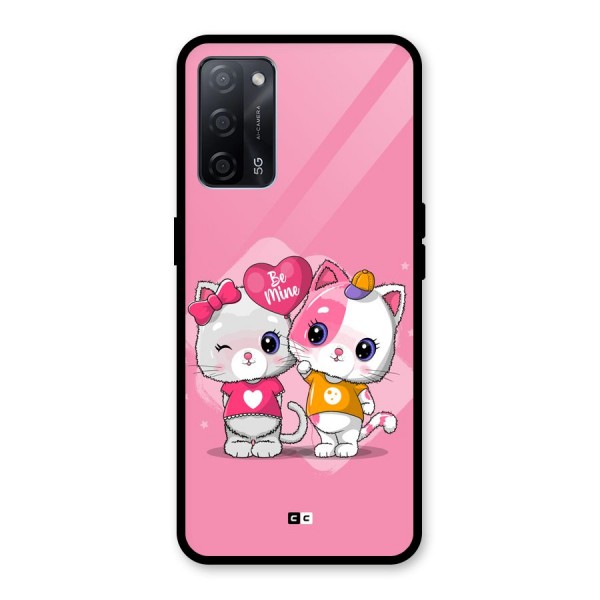 Cute Be Mine Glass Back Case for Oppo A53s 5G