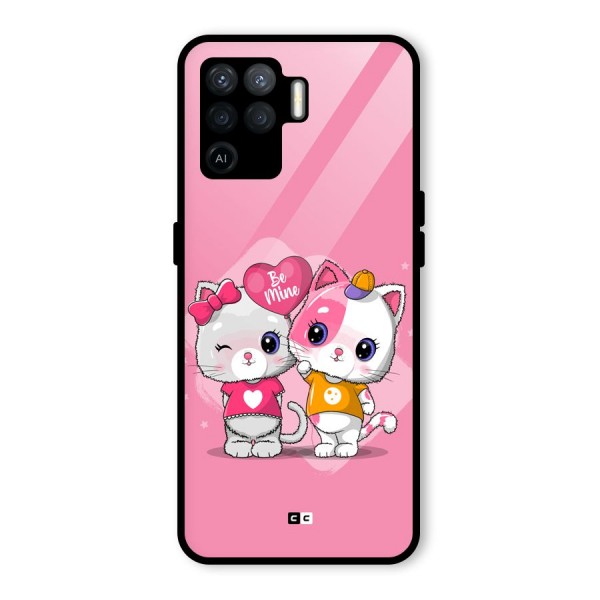 Cute Be Mine Glass Back Case for Oppo F19 Pro