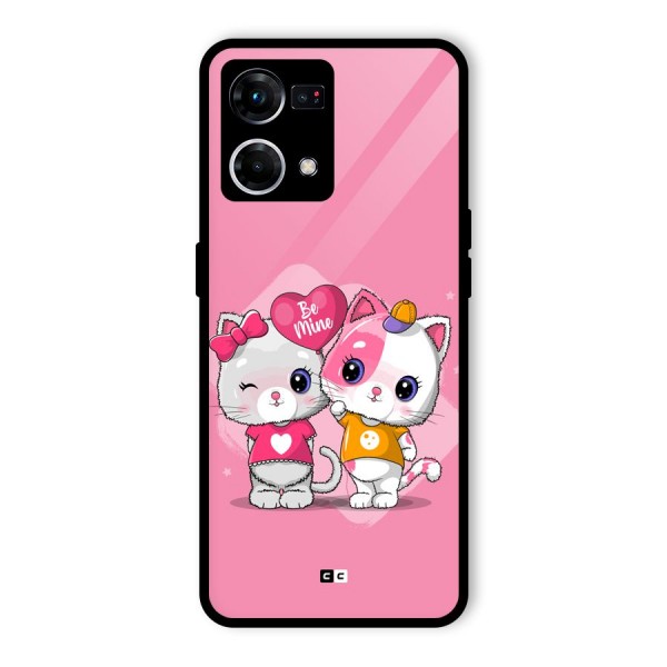 Cute Be Mine Glass Back Case for Oppo F21 Pro 4G