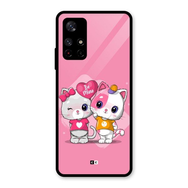 Cute Be Mine Glass Back Case for Redmi Note 11T 5G
