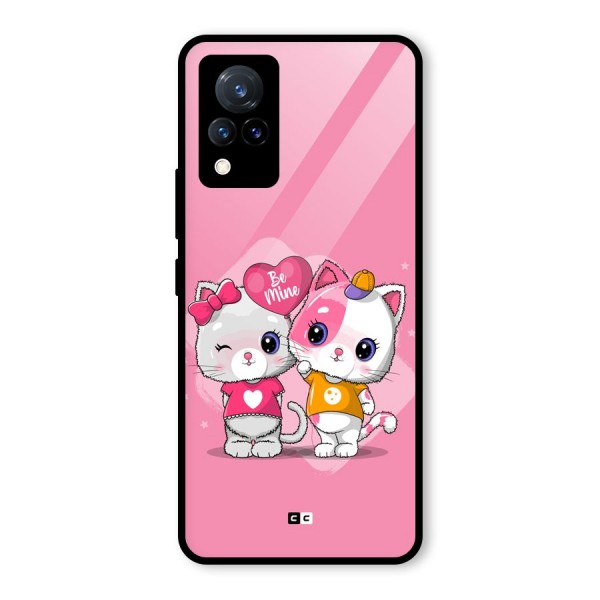 Cute Be Mine Glass Back Case for Vivo V21 5G