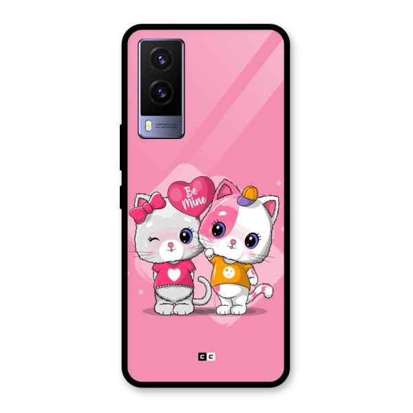 Cute Be Mine Glass Back Case for Vivo V21e 5G