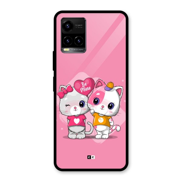 Cute Be Mine Glass Back Case for Vivo Y21G