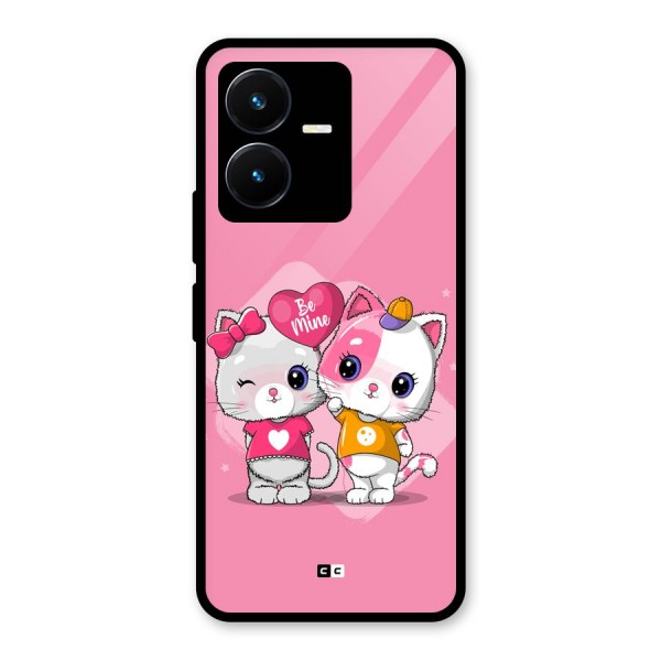 Cute Be Mine Glass Back Case for Vivo Y22