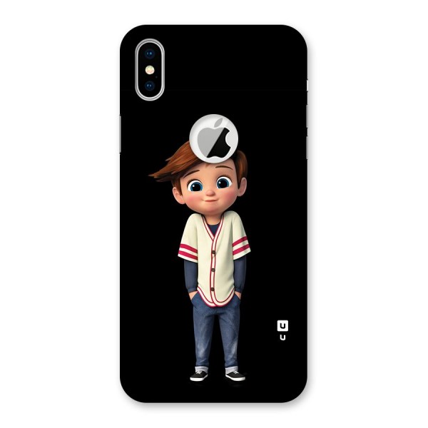 Cute Boy Tim Back Case for iPhone XS Logo Cut