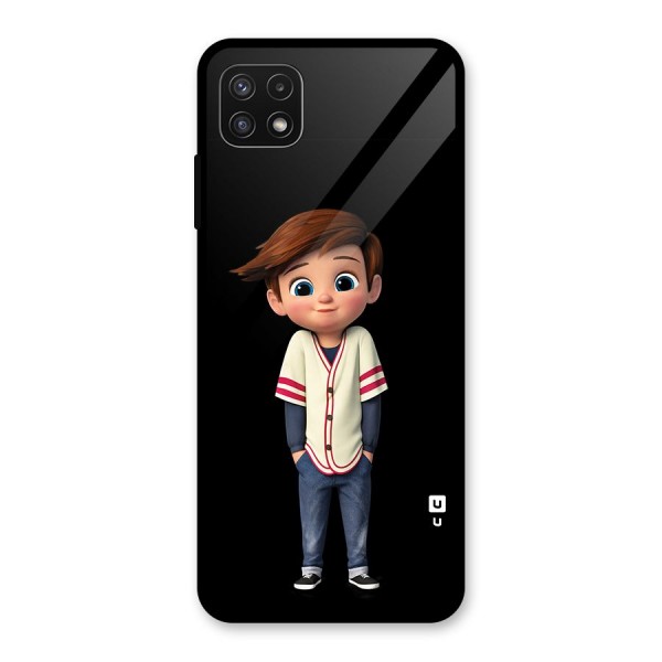 Cute Boy Tim Glass Back Case for Galaxy A22 5G