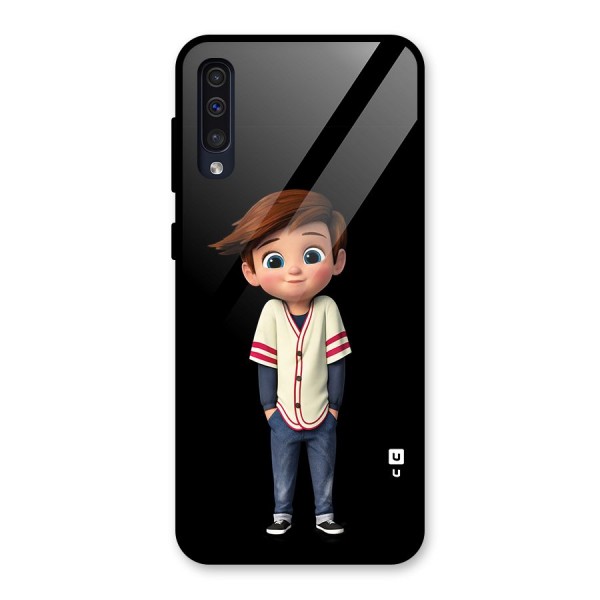 Cute Boy Tim Glass Back Case for Galaxy A50s