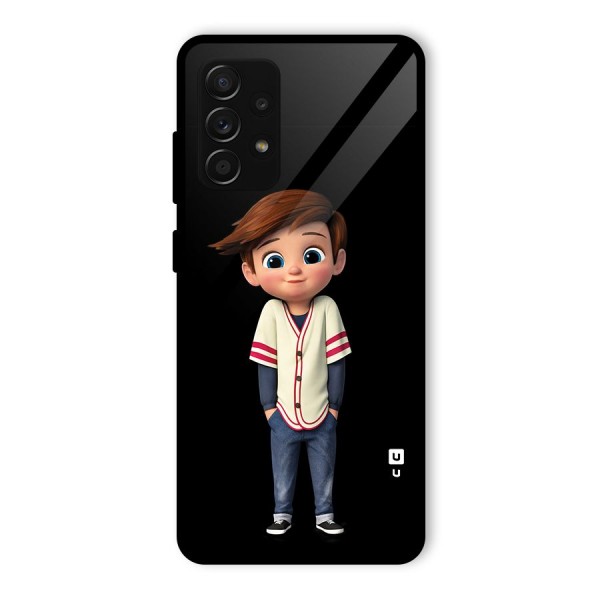 Cute Boy Tim Glass Back Case for Galaxy A53 5G